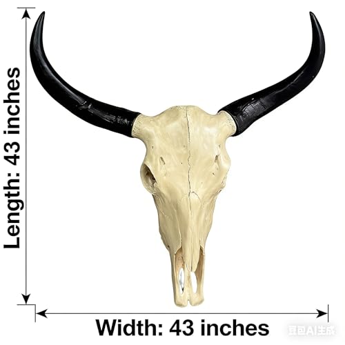 Long Horn Cow Skull Wall Sculpture Faux Bull Horns