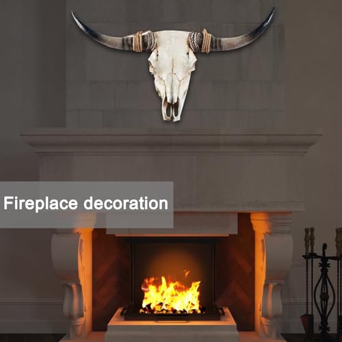 Longhorn Cow Skull Wall Sculpture in Handmade Resin