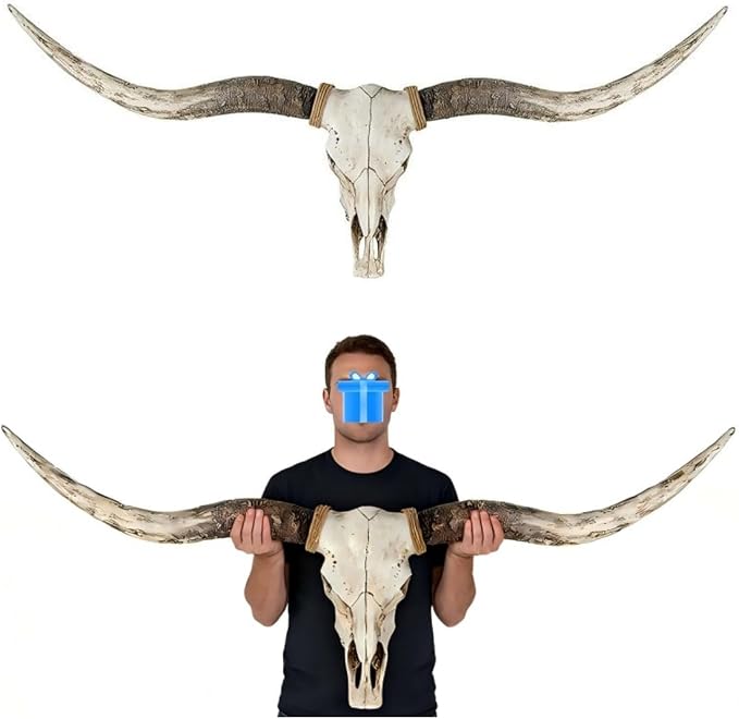 Large Longhorn Skull Wall Sculpture in Faux Taxidermy