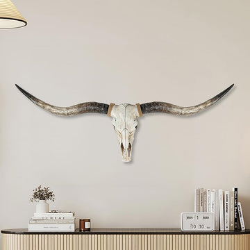 BKCEHCRS Longhorn Skull Wall Sculpture 8 Inches