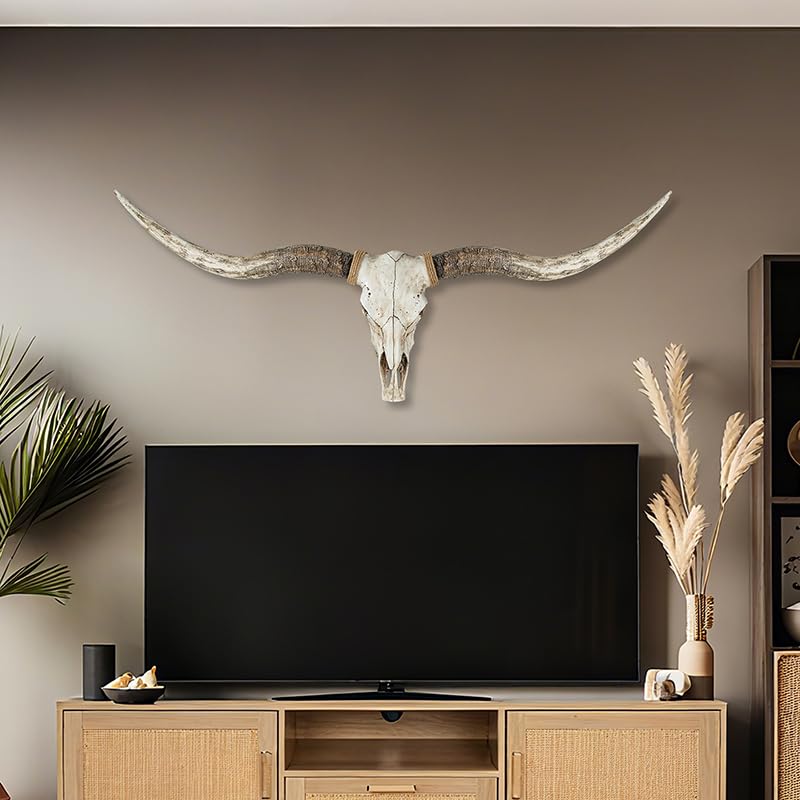 BKCEHCRS Longhorn Skull Wall Sculpture 8 Inches