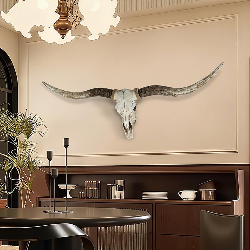 BKCEHCRS Longhorn Skull Wall Sculpture 8 Inches