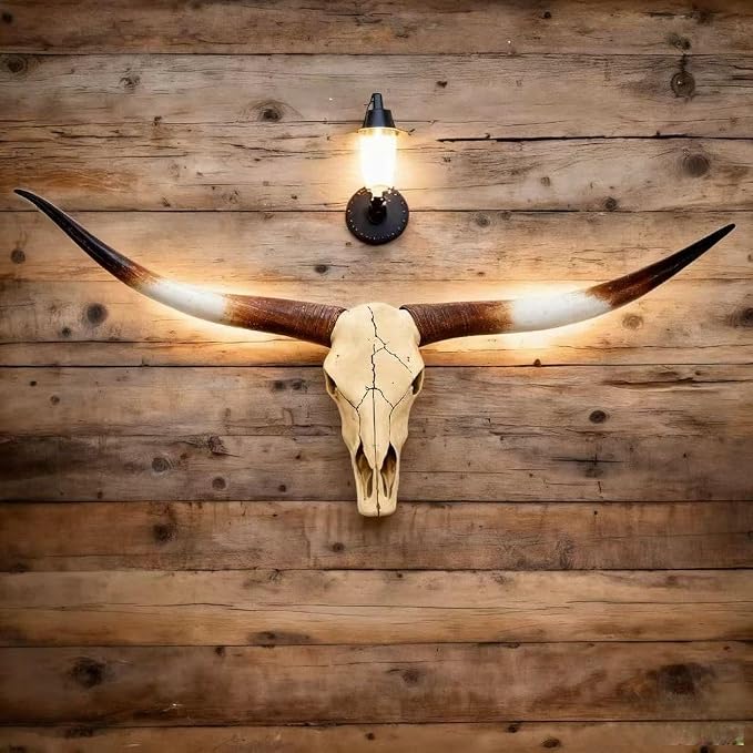 Large Longhorn Skull Wall Sculpture in Faux Taxidermy