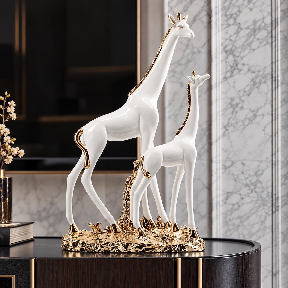 Holiday Christmas Decoration Supply Resin Giraffe Animal Statue