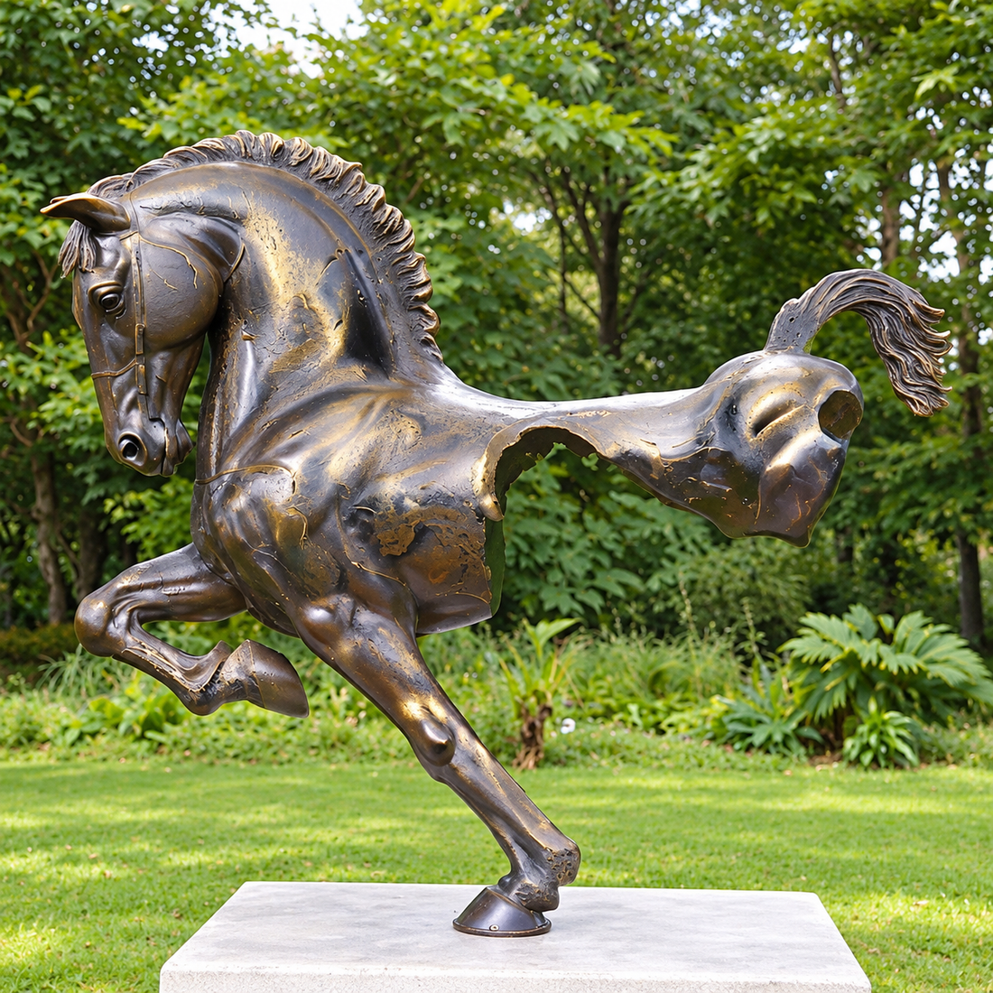 Life Size Cast Bronze Horse Bust Retro Style Metal Sculpture