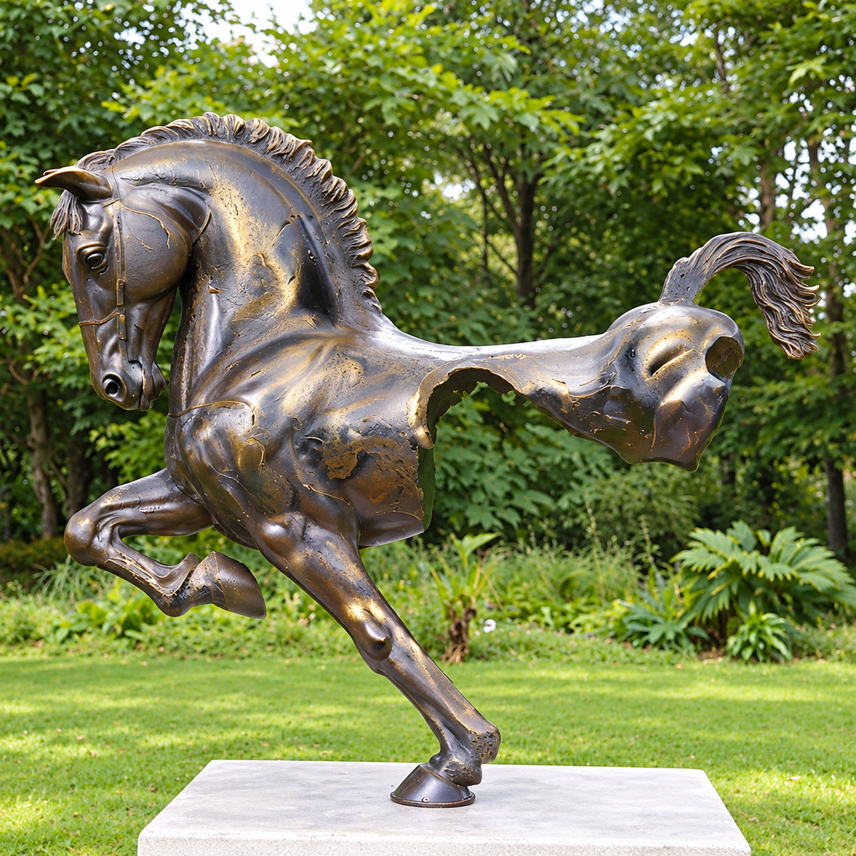 Life Size Cast Bronze Horse Bust Retro Style Metal Sculpture