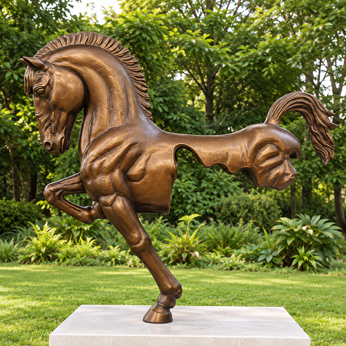 Life Size Cast Bronze Horse Bust Retro Style Metal Sculpture