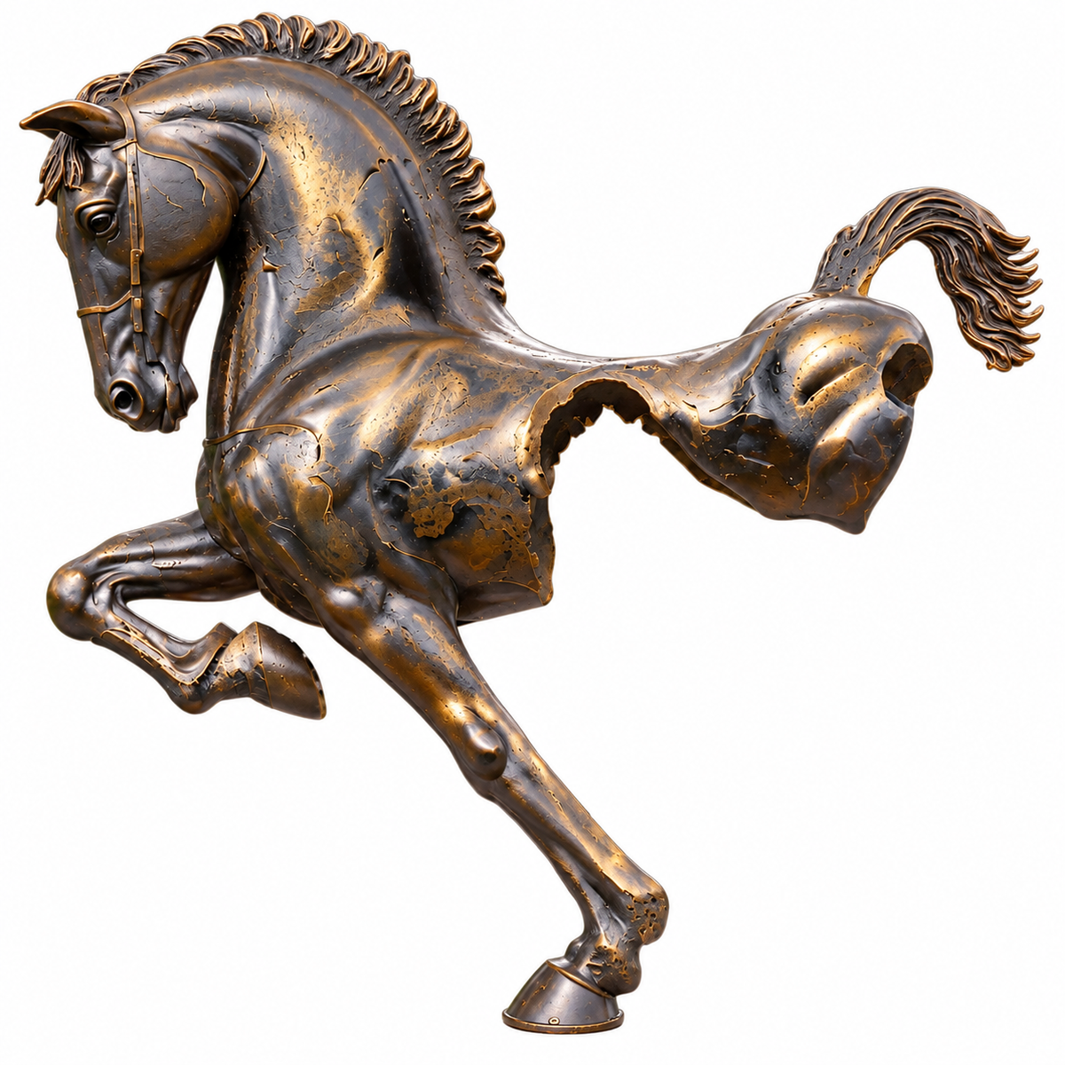 Life Size Cast Bronze Horse Bust Retro Style Metal Sculpture