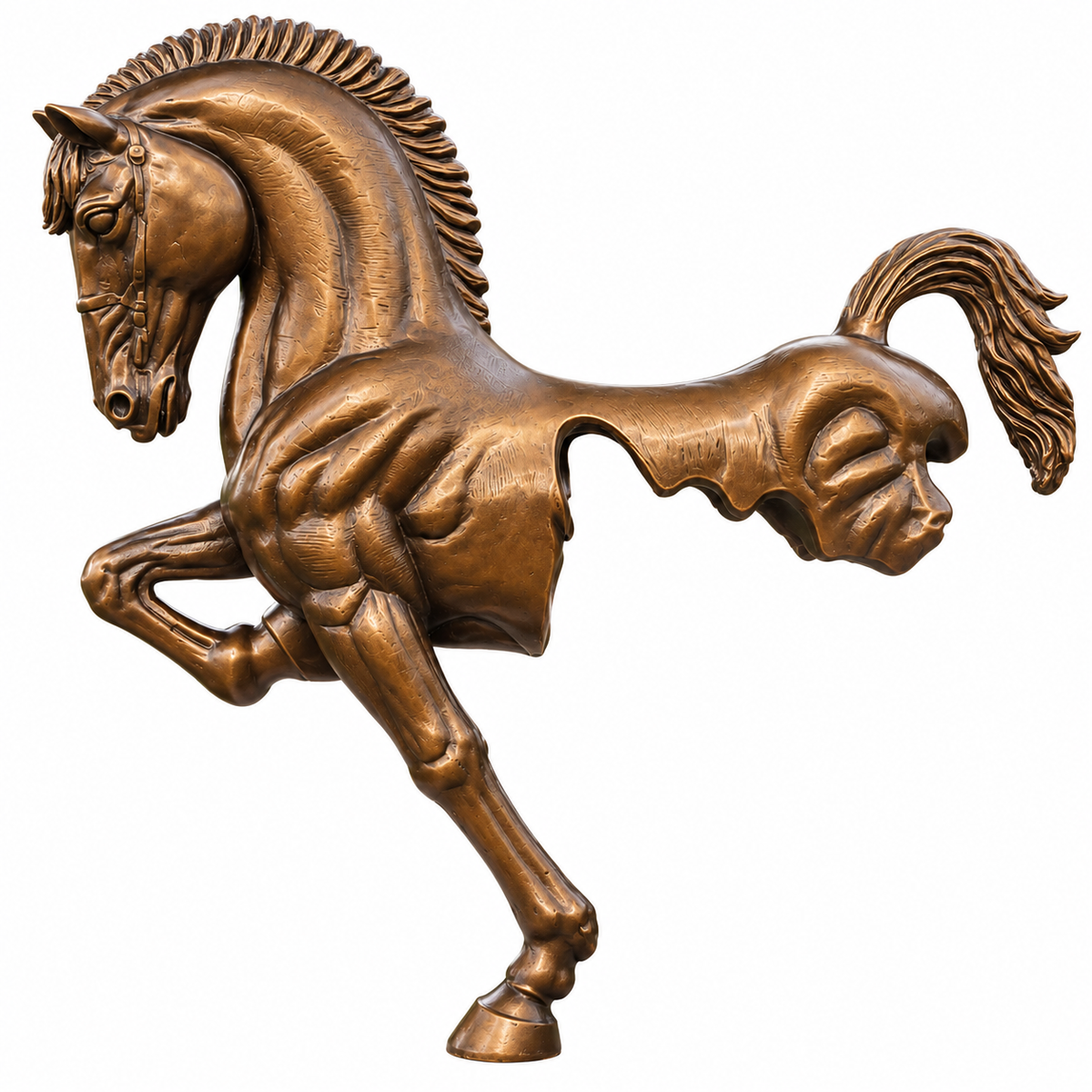 Life Size Cast Bronze Horse Bust Retro Style Metal Sculpture