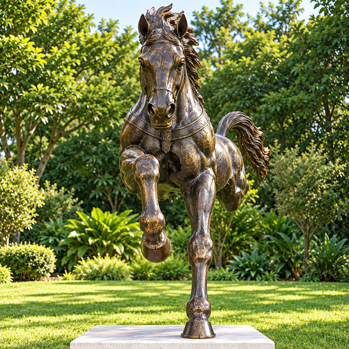 Life Size Cast Bronze Horse Bust Retro Style Metal Sculpture