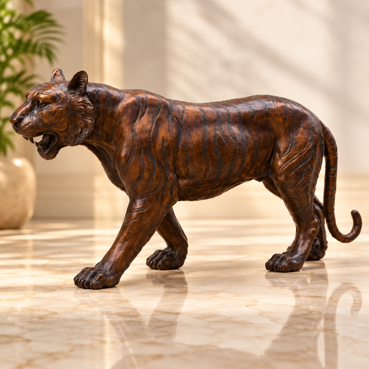 Life Size Wild Bronze Tiger Sculpture for Park Decoration