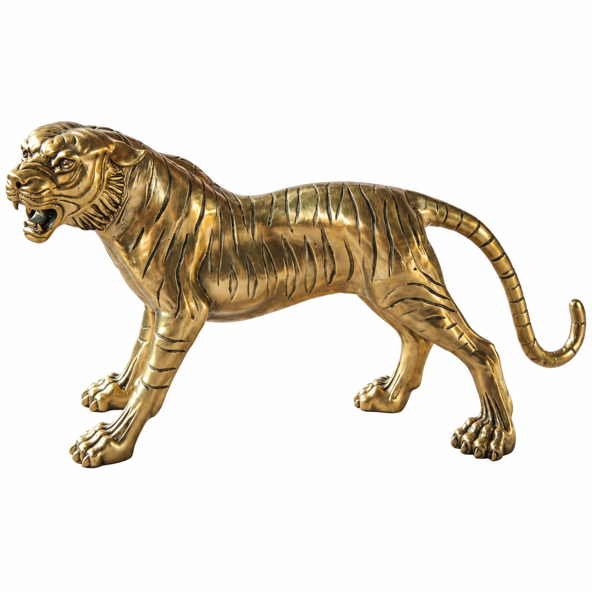 Life Size Wild Bronze Tiger Sculpture for Park Decoration