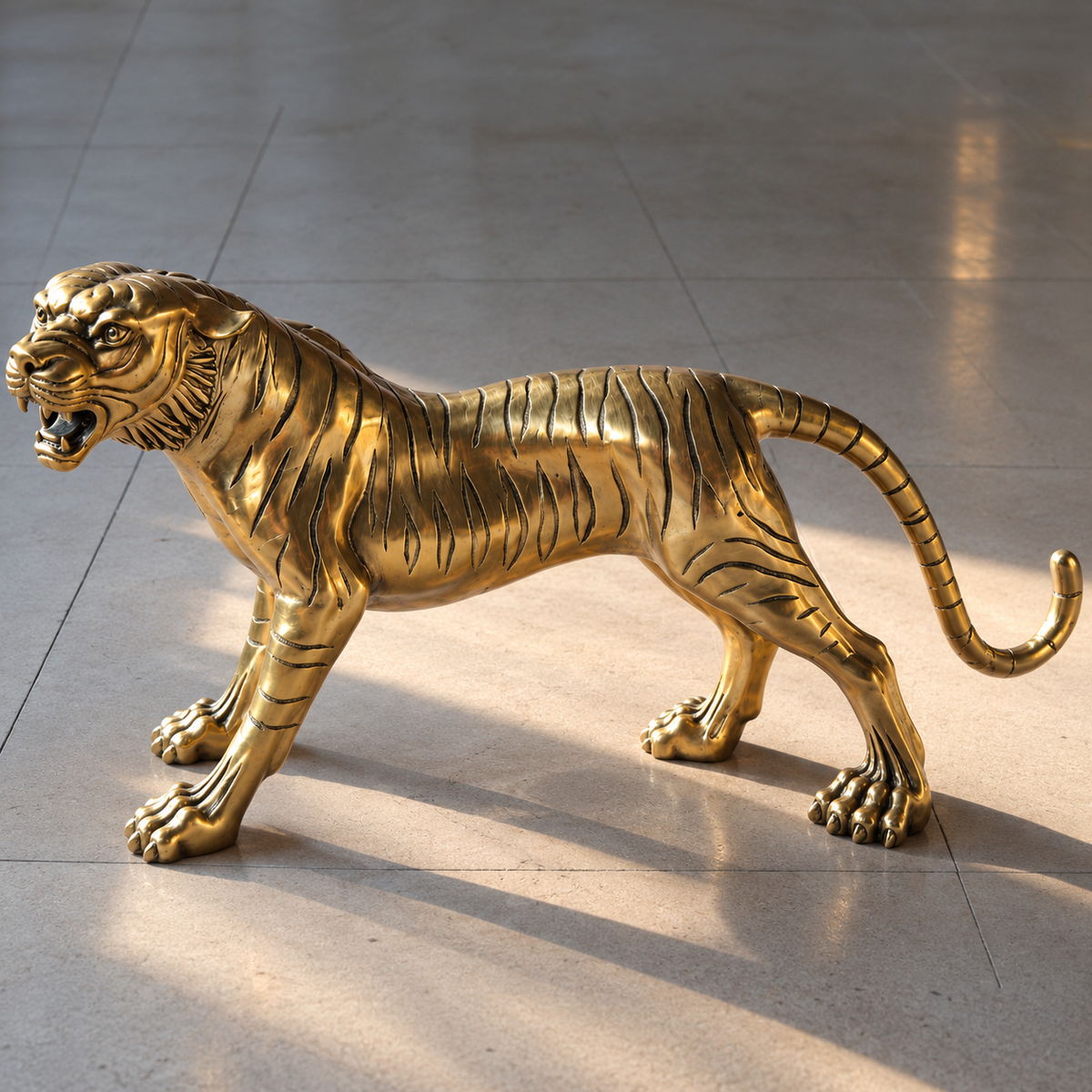 Life Size Wild Bronze Tiger Sculpture for Park Decoration