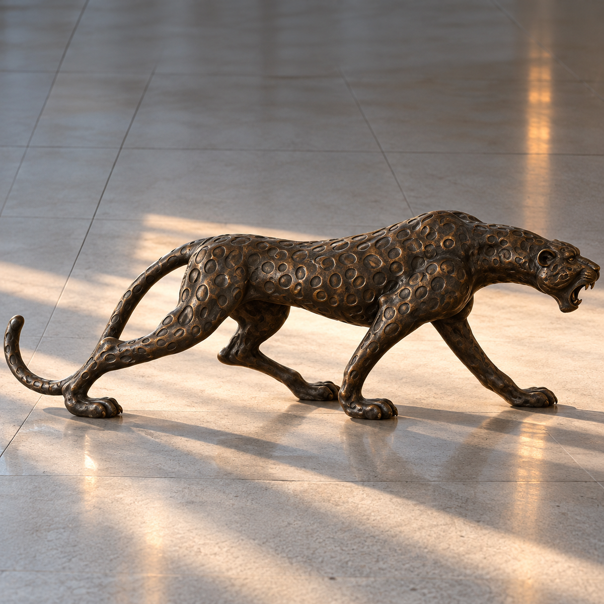 Cheetah Bronze Art Big Floor Sculpture