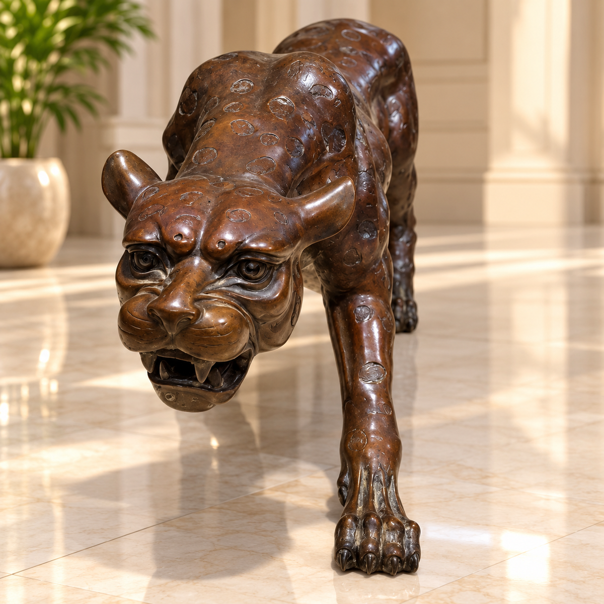 Cheetah Bronze Art Big Floor Sculpture