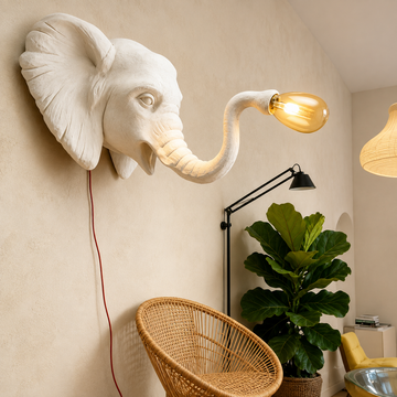 Modern Fiberglass Elephant Shaped Sculpture Wall Lamp-Sculptural Wall Light-OVERSCALE ART
