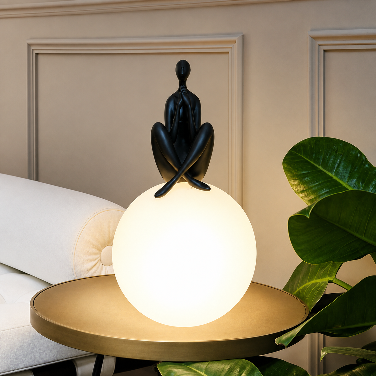 Black Human Figure Fiberglass Sculptural Lamp-Sculptural Floor Lamp-OVERSCALE ART