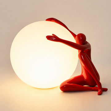 Black Human Figure Fiberglass Sculptural Lamp-Sculptural Floor Lamp-OVERSCALE ART