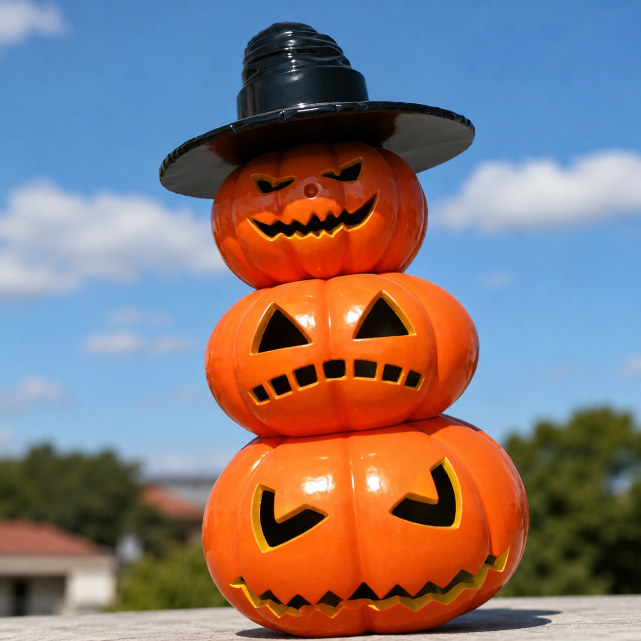 Gothic Witch Hat Pumpkin Stacked Floor Sculpture-OVERSCALE ART