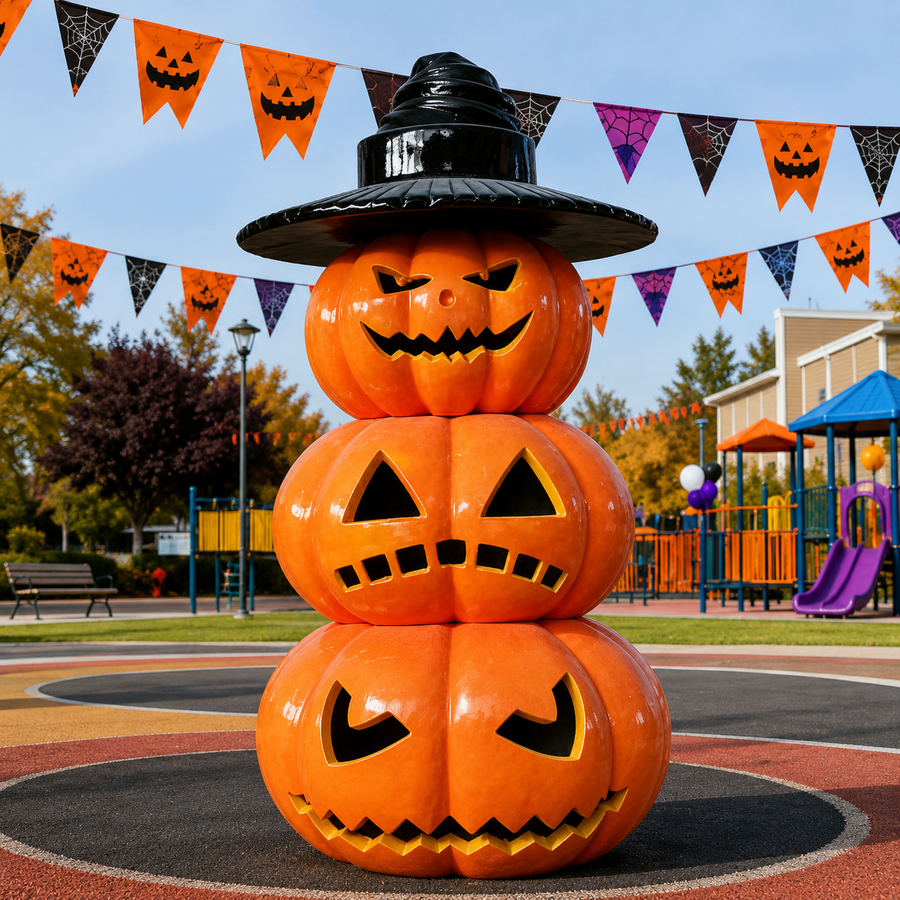 Gothic Witch Hat Pumpkin Stacked Floor Sculpture-OVERSCALE ART