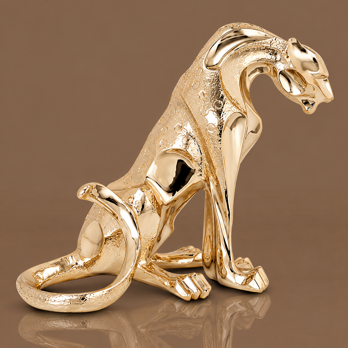 Modern Decoration Polyresin Material Lifelike Sitting Leopard Statue