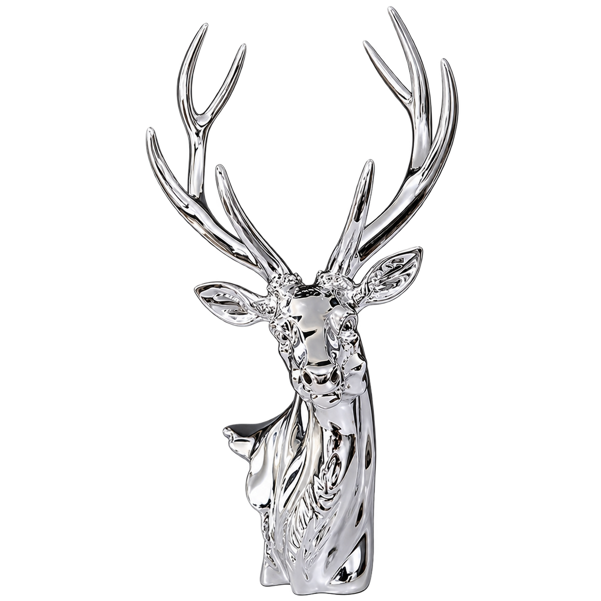 Bronze Deer Head Statue Resin Sculpture Life Size Accent