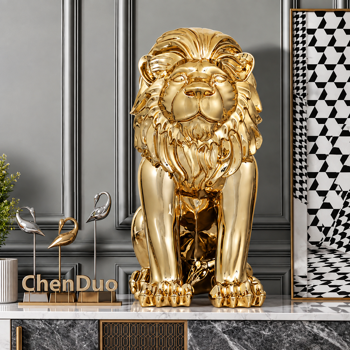 Home Decoration 3D Resin Animals Tiger Sculpture