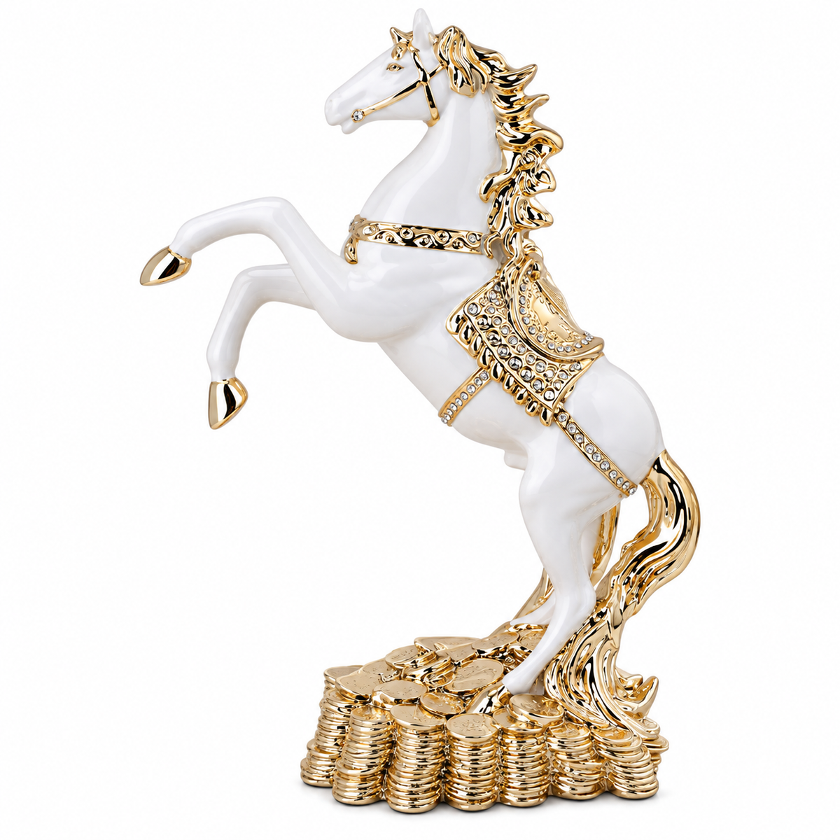 Decor Craft Resin Lucky Horse Sculpture in Rose Gold