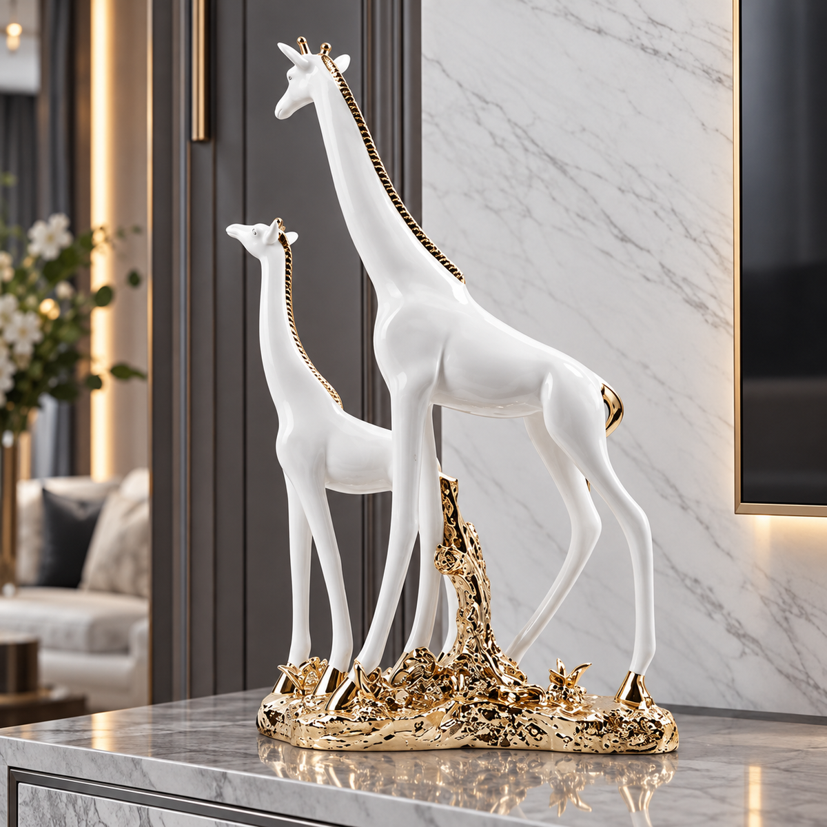 Holiday Christmas Decoration Supply Resin Giraffe Animal Statue