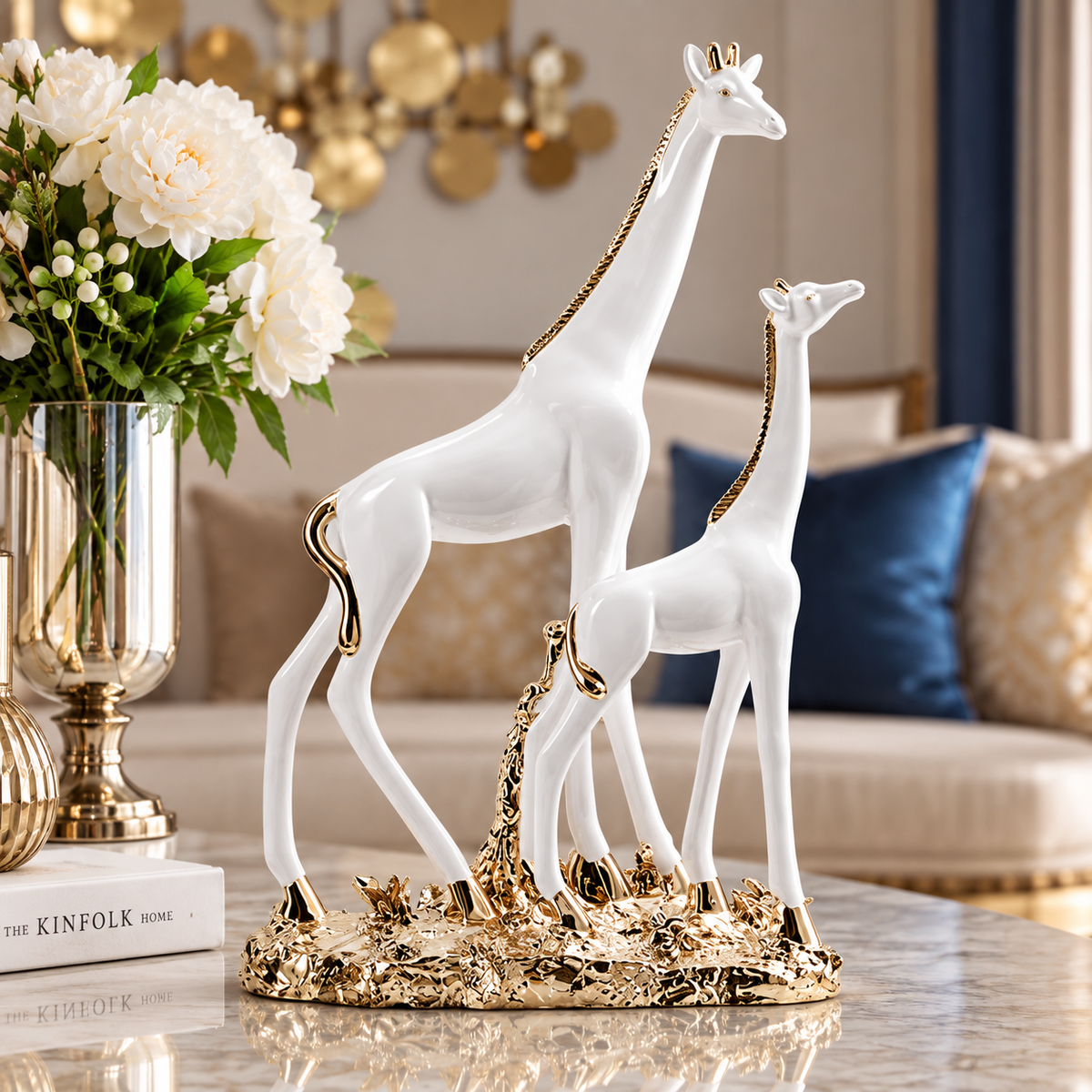 Holiday Christmas Decoration Supply Resin Giraffe Animal Statue