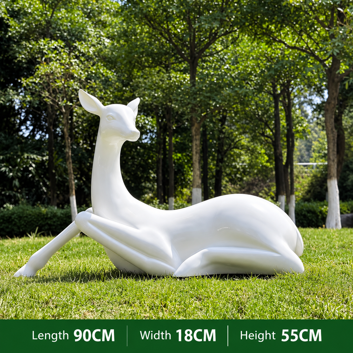 Resin Life Sika Deer Sculpture in White Fiberglass