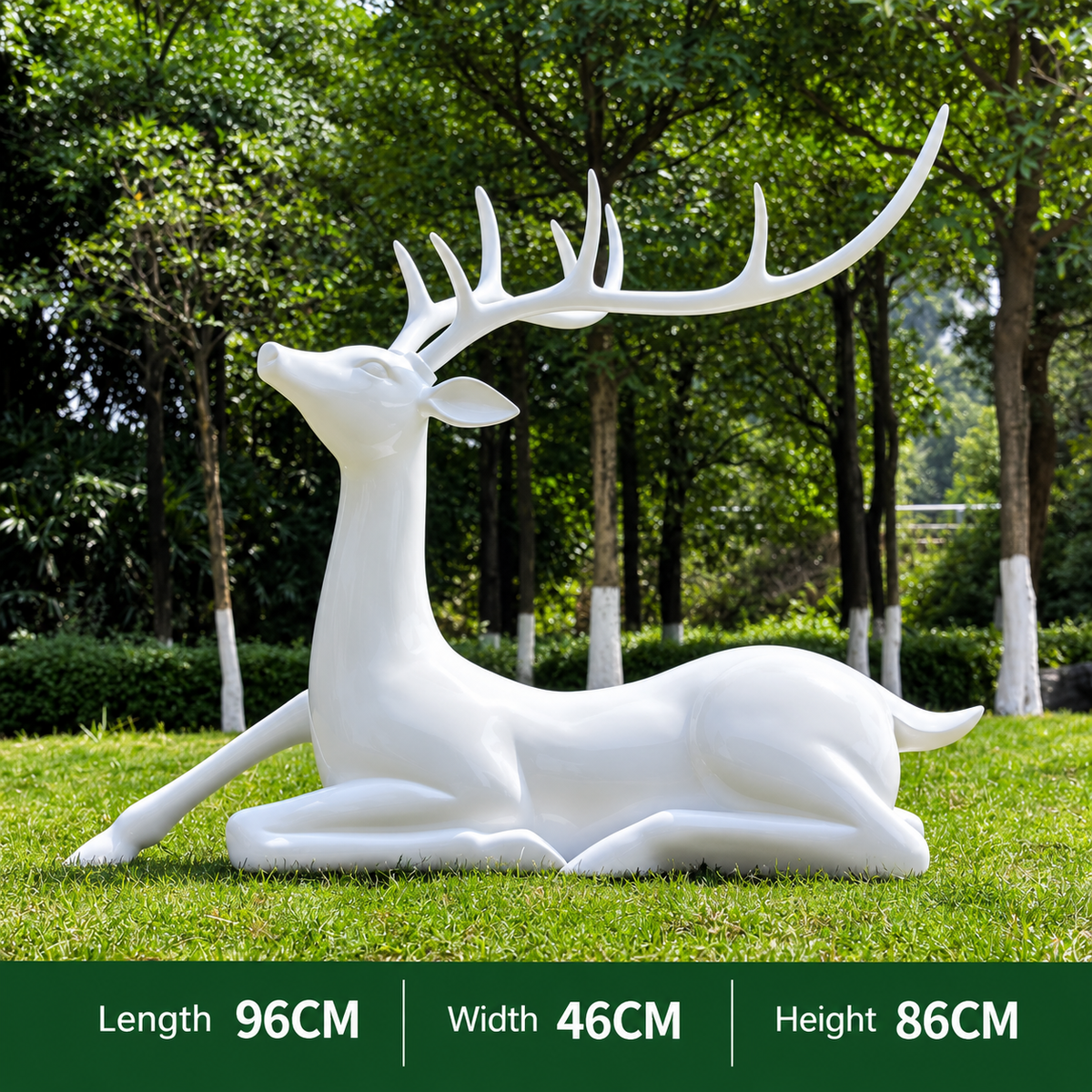 Resin Life Sika Deer Sculpture in White Fiberglass