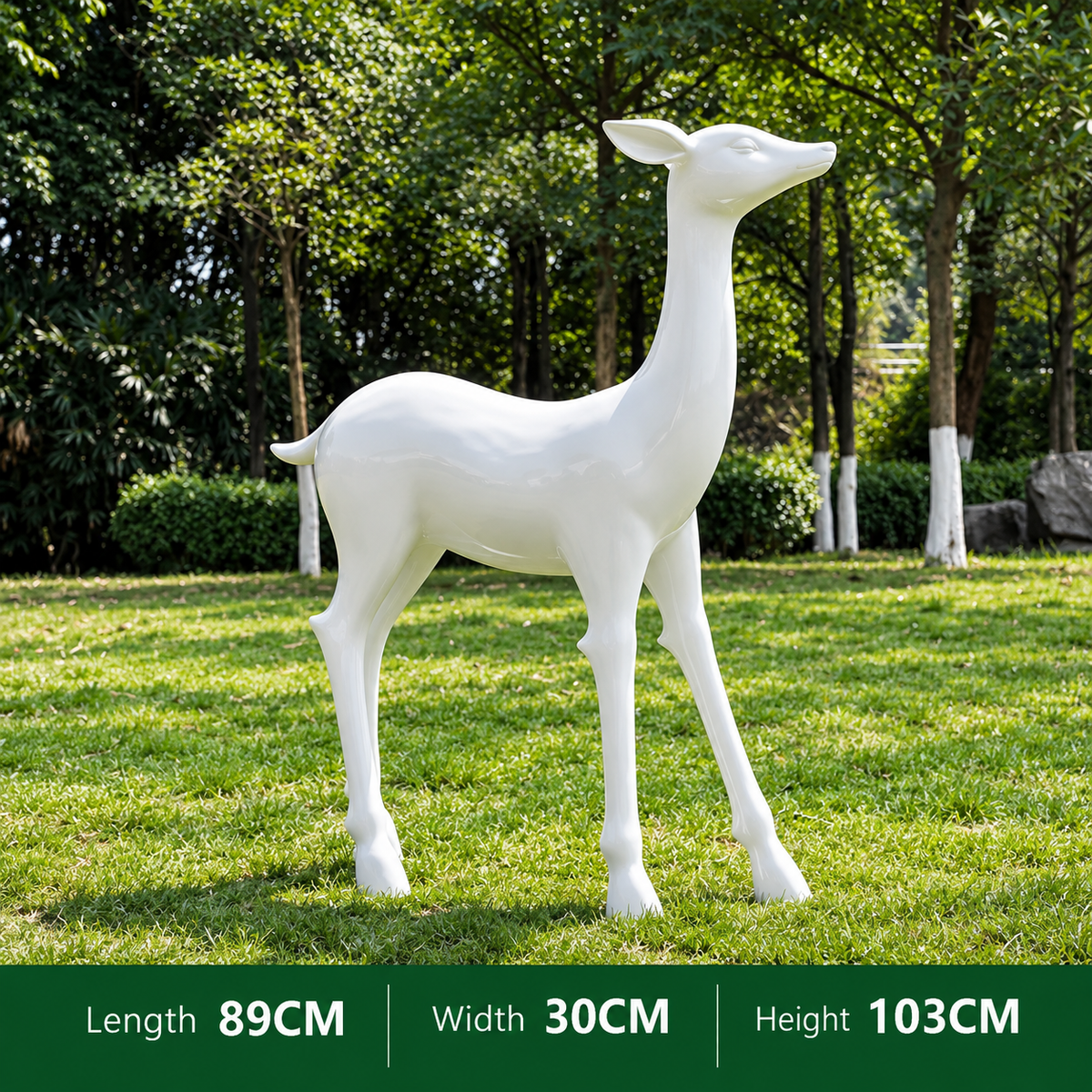 Resin Life Sika Deer Sculpture in White Fiberglass