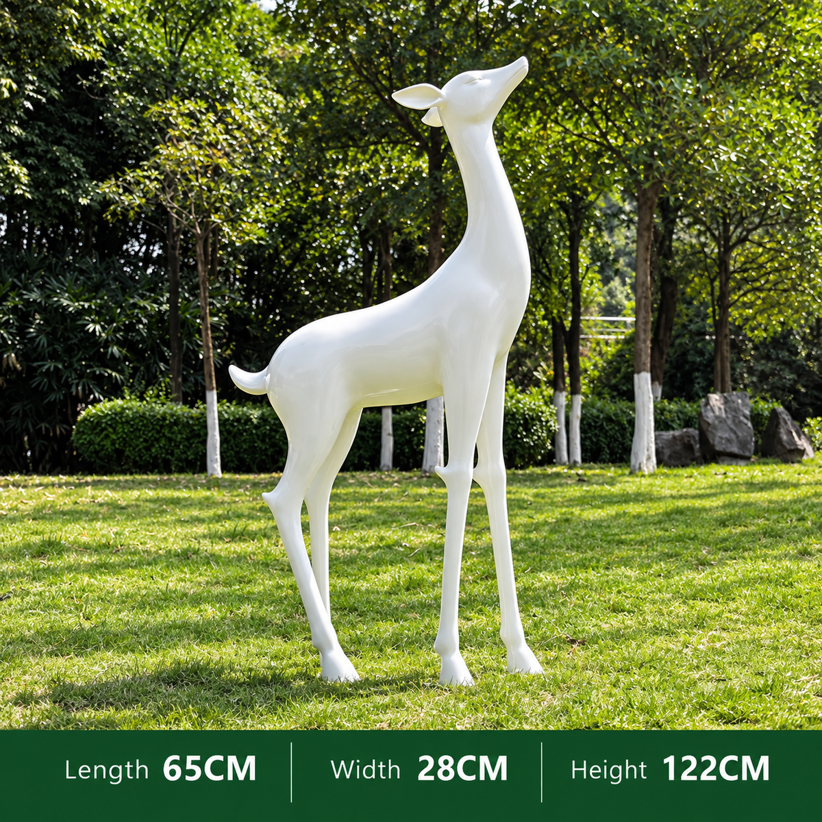 Resin Life Sika Deer Sculpture in White Fiberglass