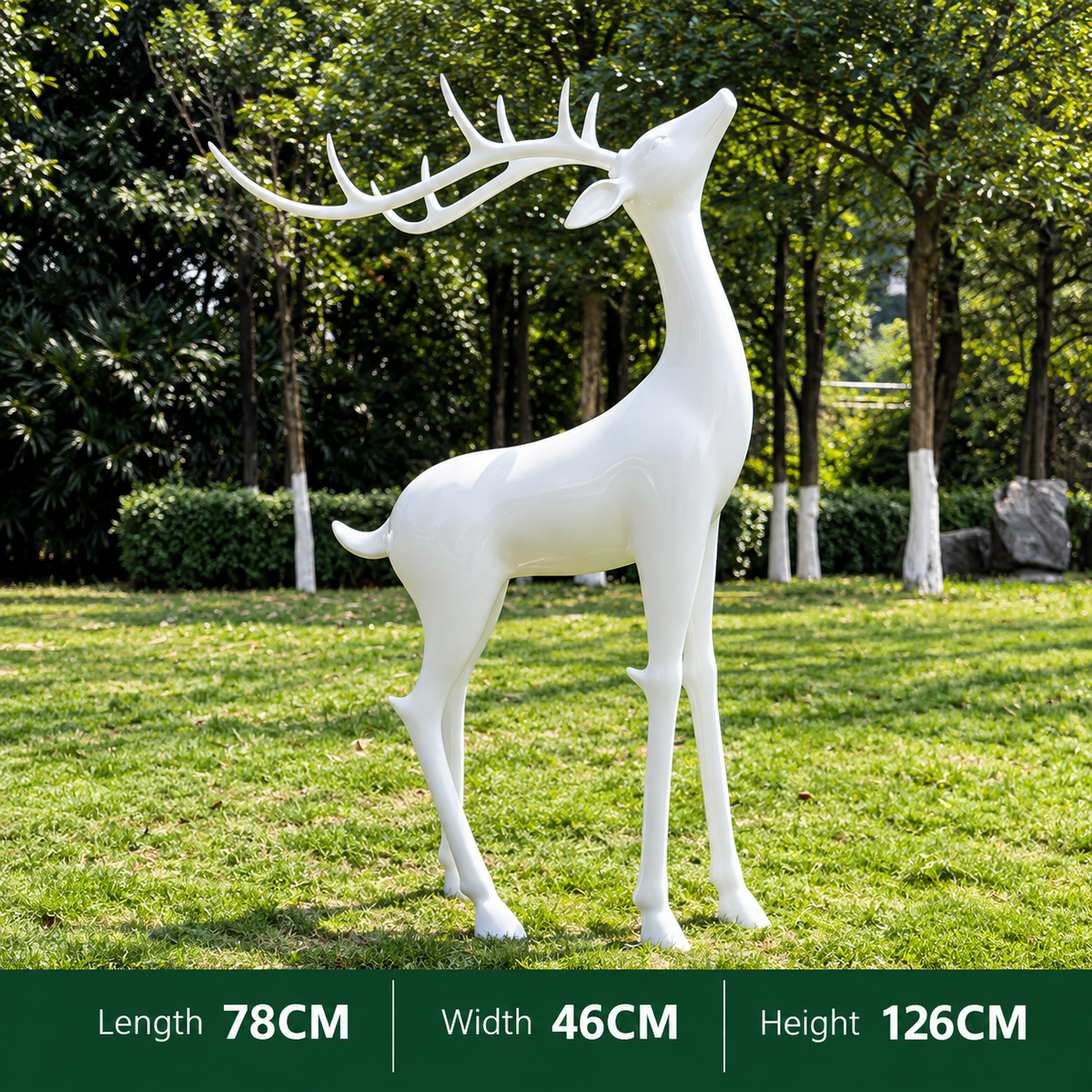 Resin Life Sika Deer Sculpture in White Fiberglass
