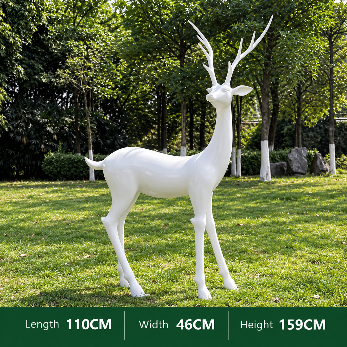 Resin Life Sika Deer Sculpture in White Fiberglass