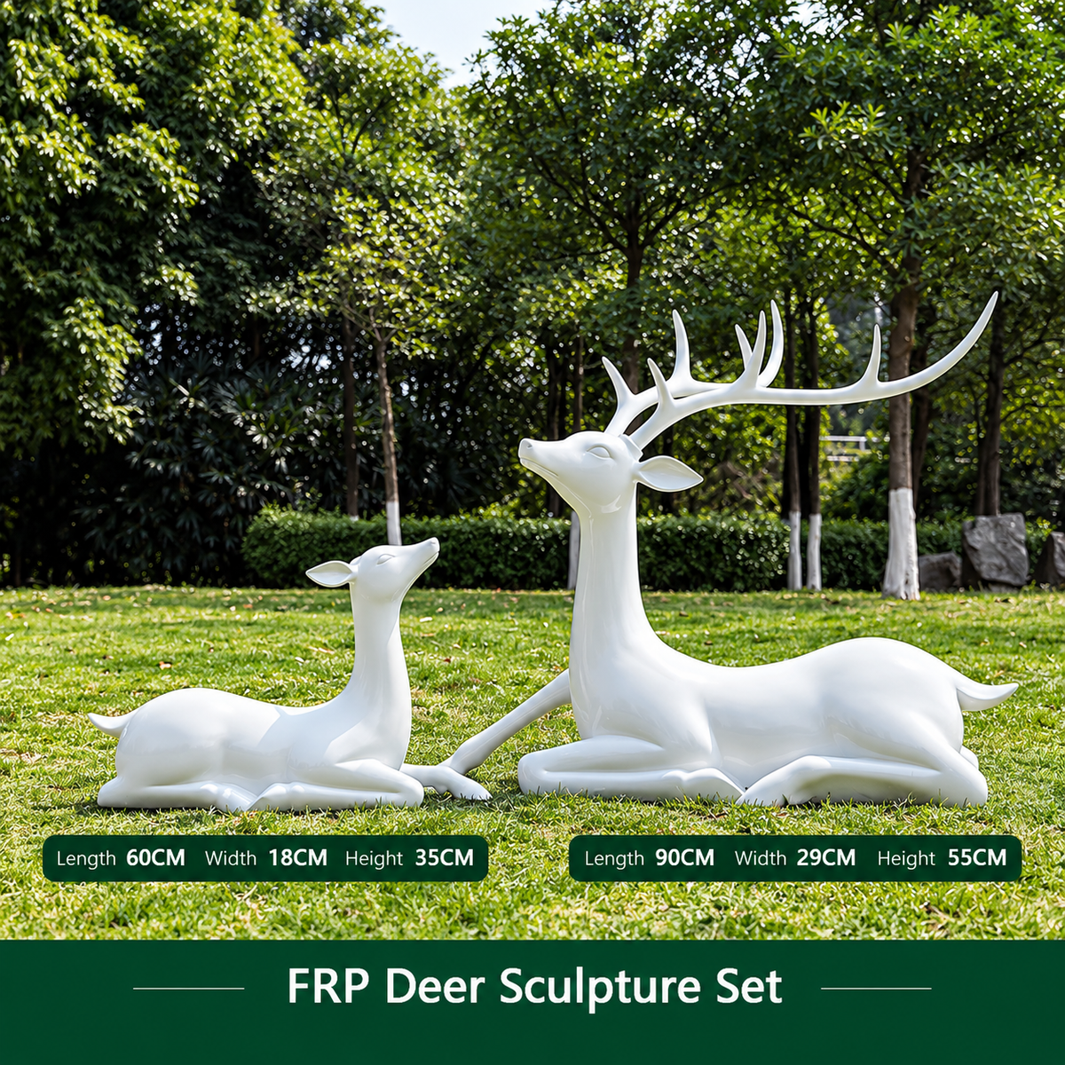 Resin Life Sika Deer Sculpture in White Fiberglass