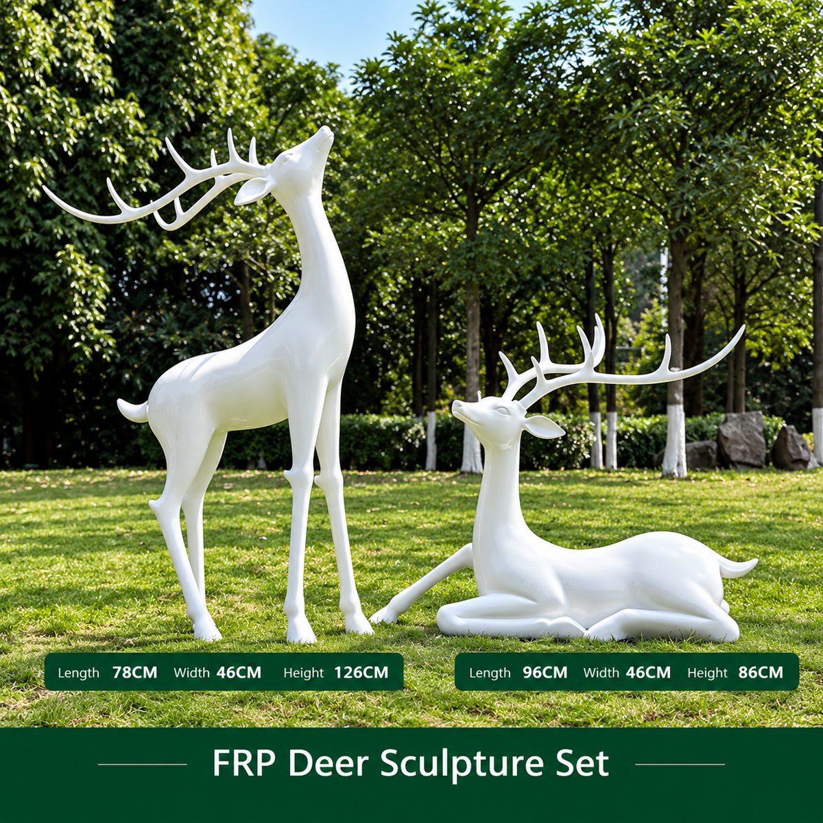 Resin Life Sika Deer Sculpture in White Fiberglass