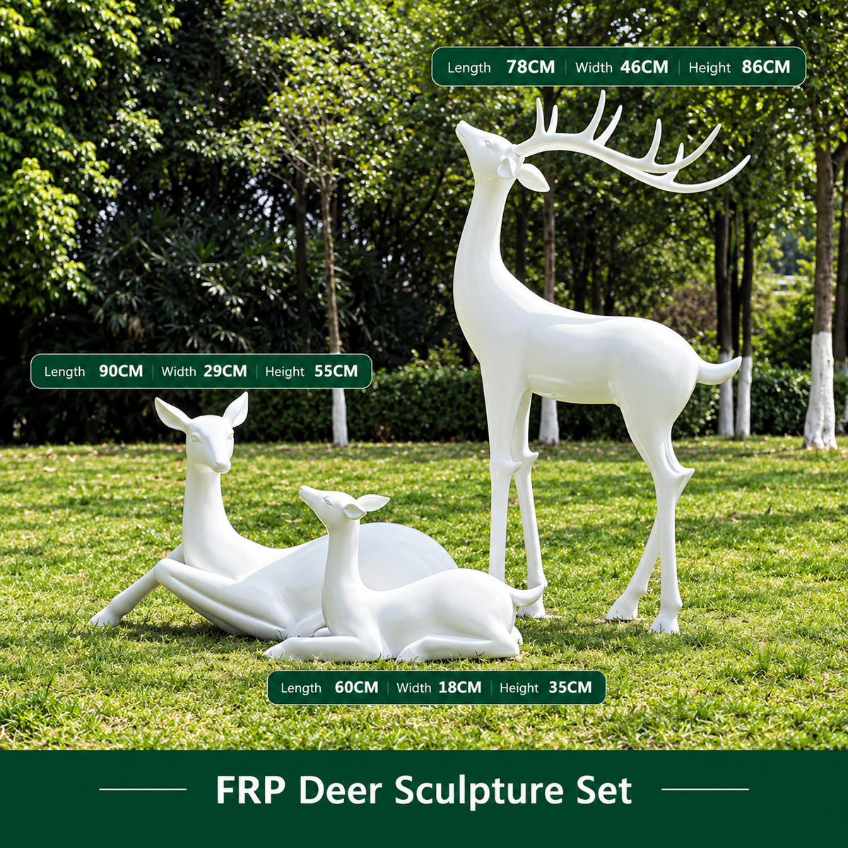 Resin Life Sika Deer Sculpture in White Fiberglass