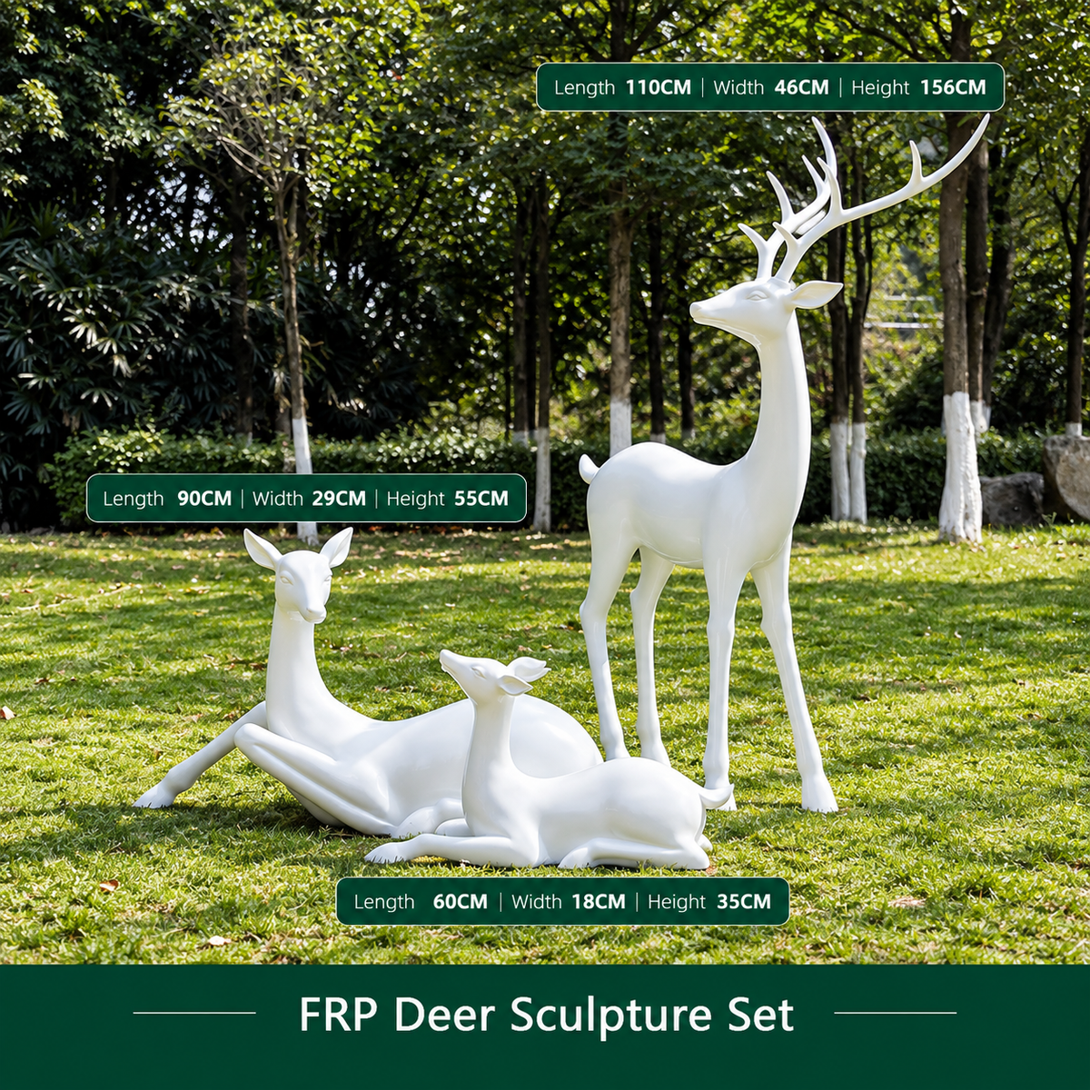 Resin Life Sika Deer Sculpture in White Fiberglass