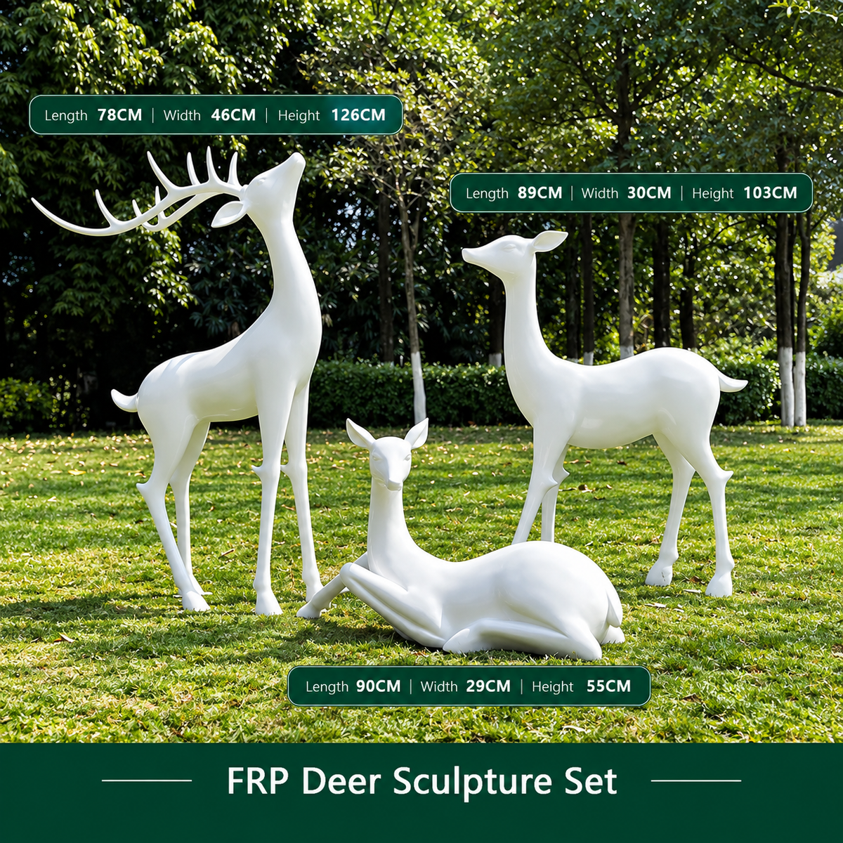Resin Life Sika Deer Sculpture in White Fiberglass