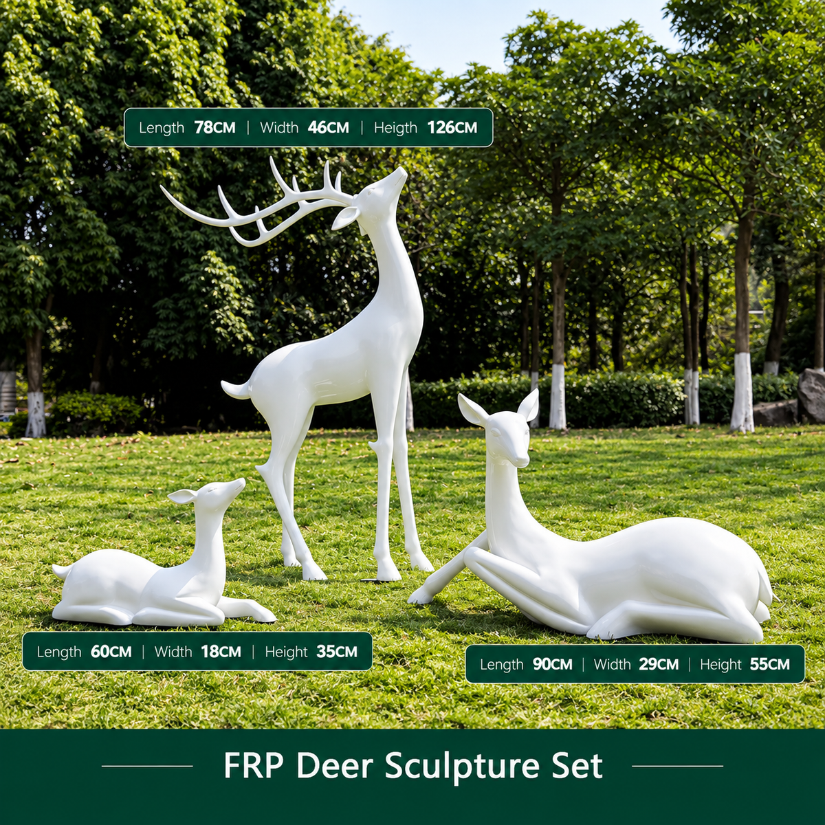 Resin Life Sika Deer Sculpture in White Fiberglass