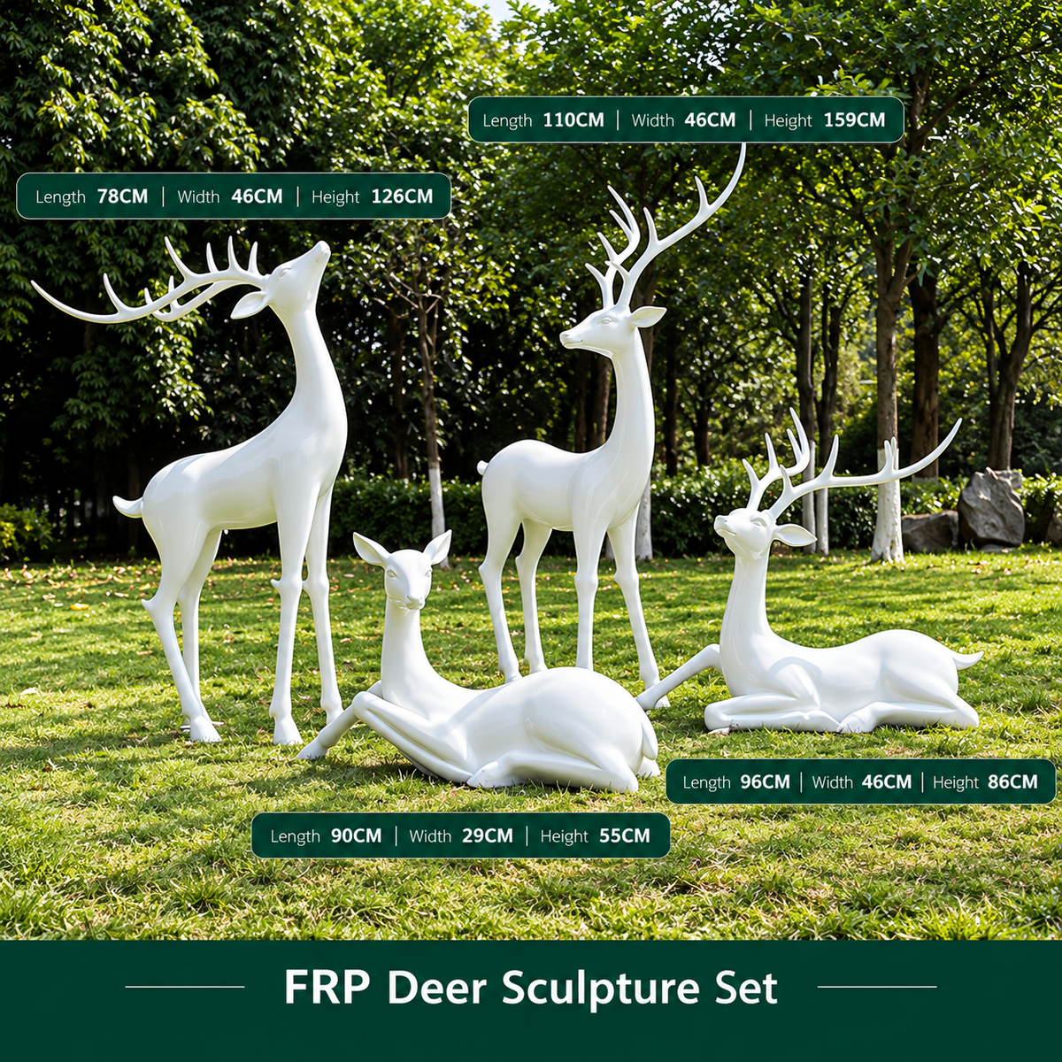 Resin Life Sika Deer Sculpture in White Fiberglass