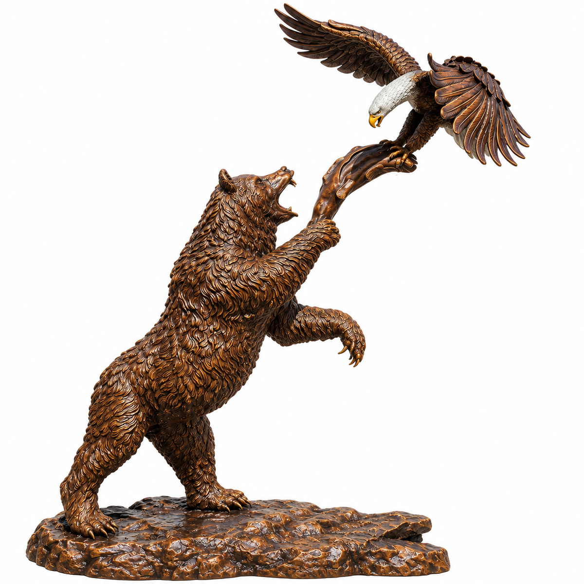 Bronze Bear Eagle Fighting Statue Large Floor Sculpture