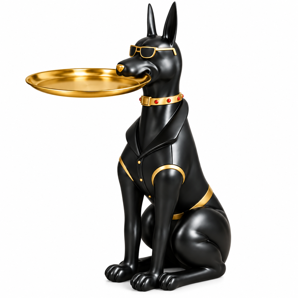 Resin Dog Floor Sculpture in Black or Silver