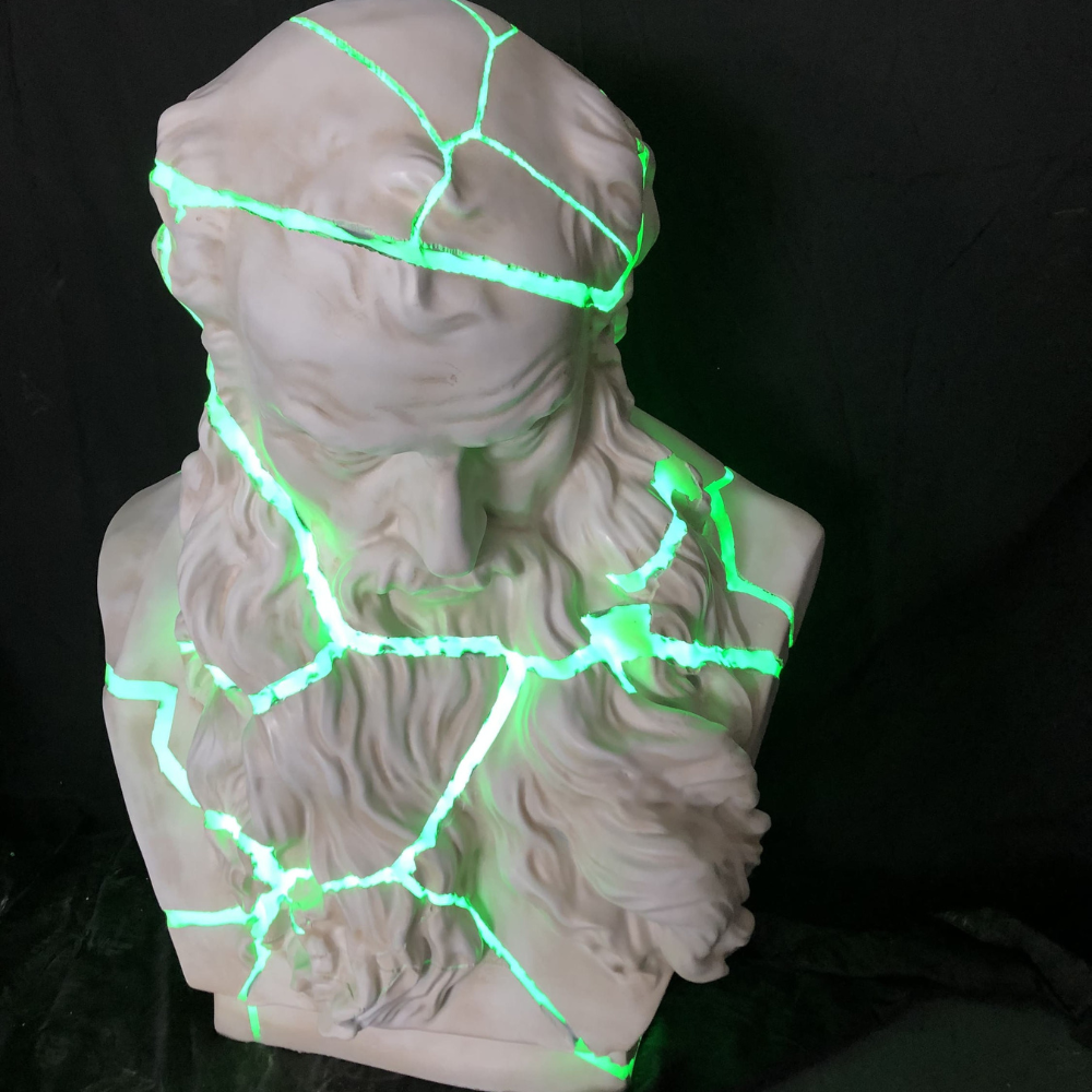 Ice Crack Human Shaped Fiberglass LED Figure Sculpture