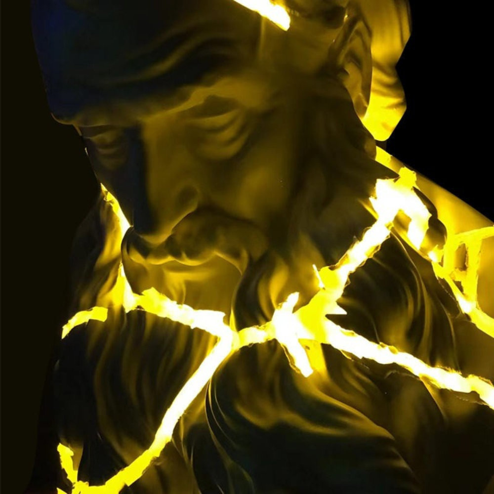 Ice Crack Human Shaped Fiberglass LED Figure Sculpture