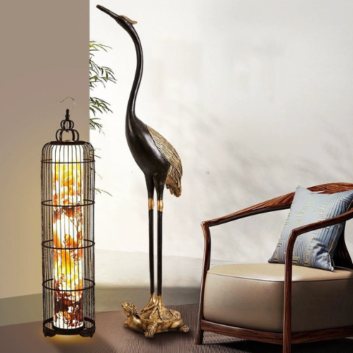 Classic Style Fiberglass Vertical Lamp Sculptural Floor Light