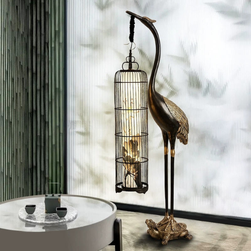 Classic Style Fiberglass Vertical Lamp Sculptural Floor Light