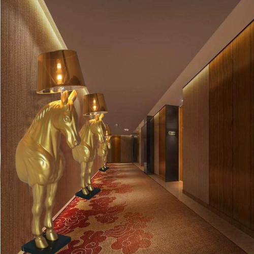 Half Body Horse Sculptural Floor LED Lamp in FRP
